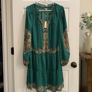 Max Studio Emerald Floral Peasant Dress, NWT Sz. XL